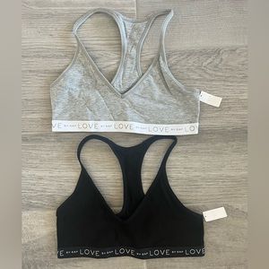 Set of 2 Love by Gap bralettes. New w tags. Medium. Gray and black